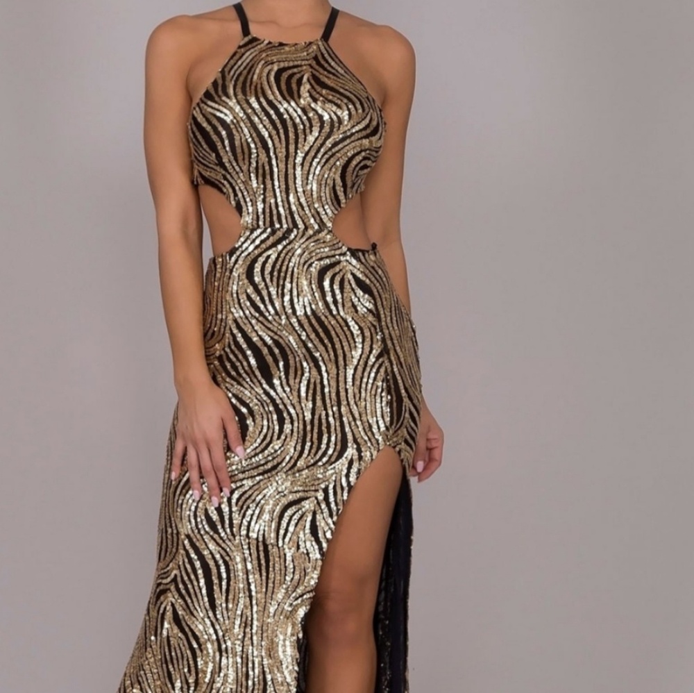 đź’ĄCutout Sequins Maxi Dress Evening Gown - Picture 3 of 3